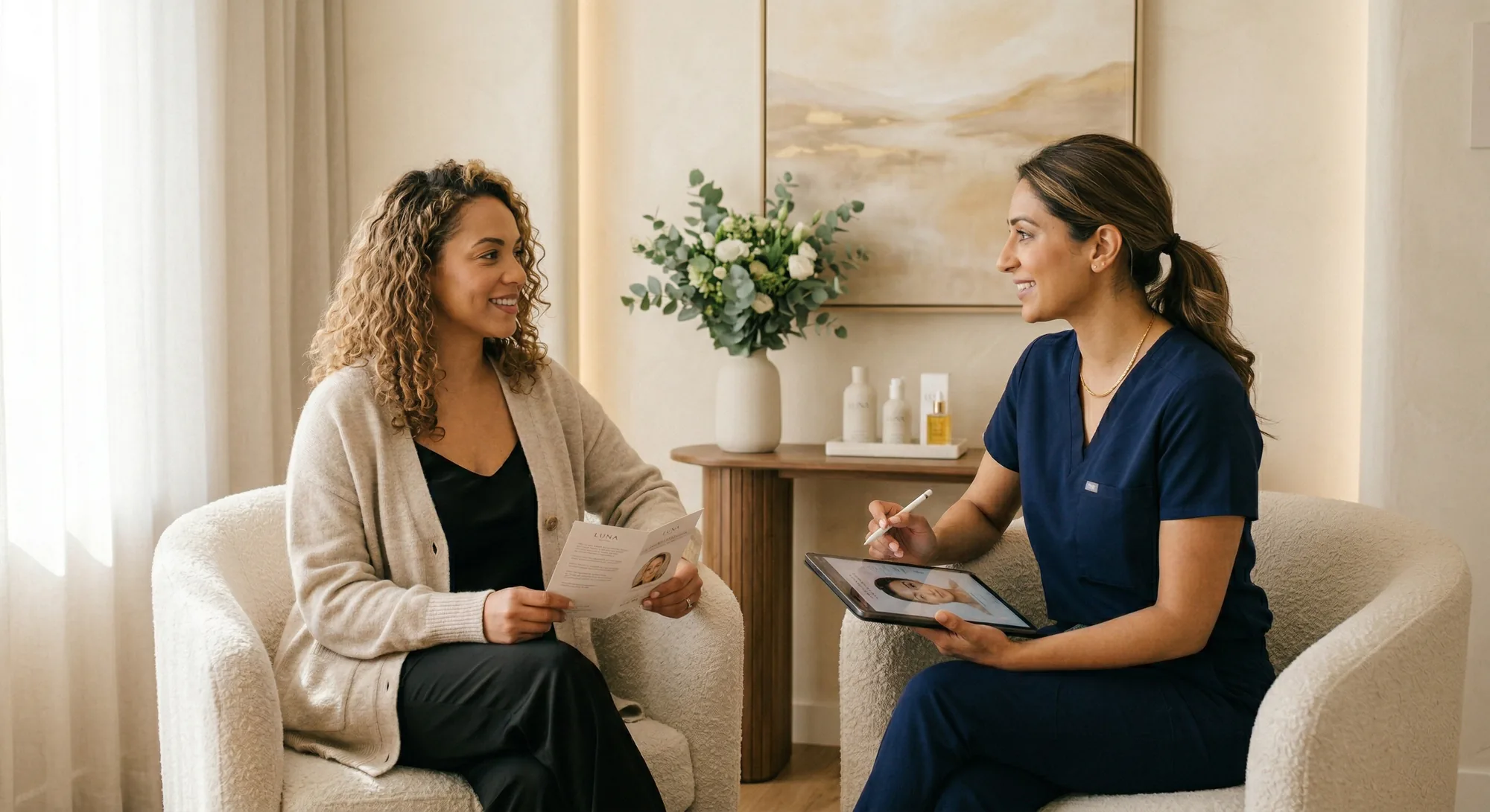 Private Botox consultation in a calm concierge-style setting.