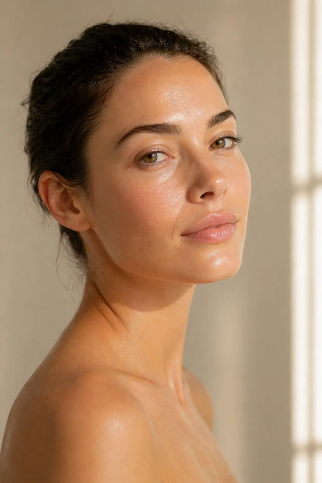Portrait of luminous, refreshed skin representing a renewed and well-hydrated complexion.